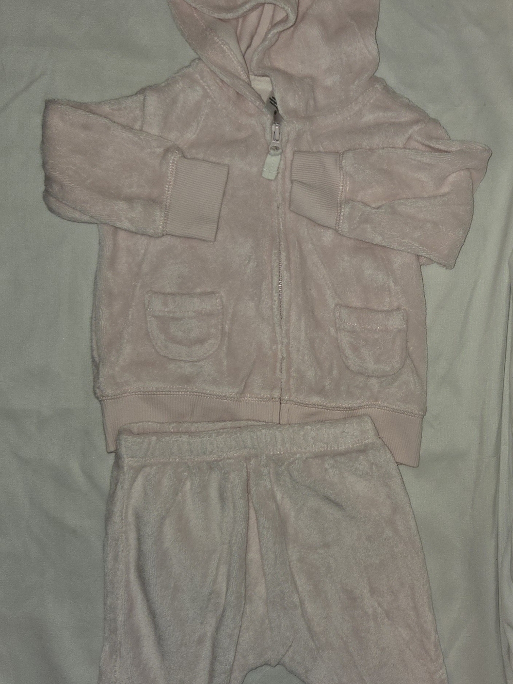 Carter's Plush Hooded Jogging Set in Light Pink SZ 3M
